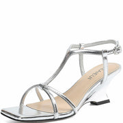 TEAIEUI Women's Silver Strappy Wedge Sandals Open Toe Heels Size 8