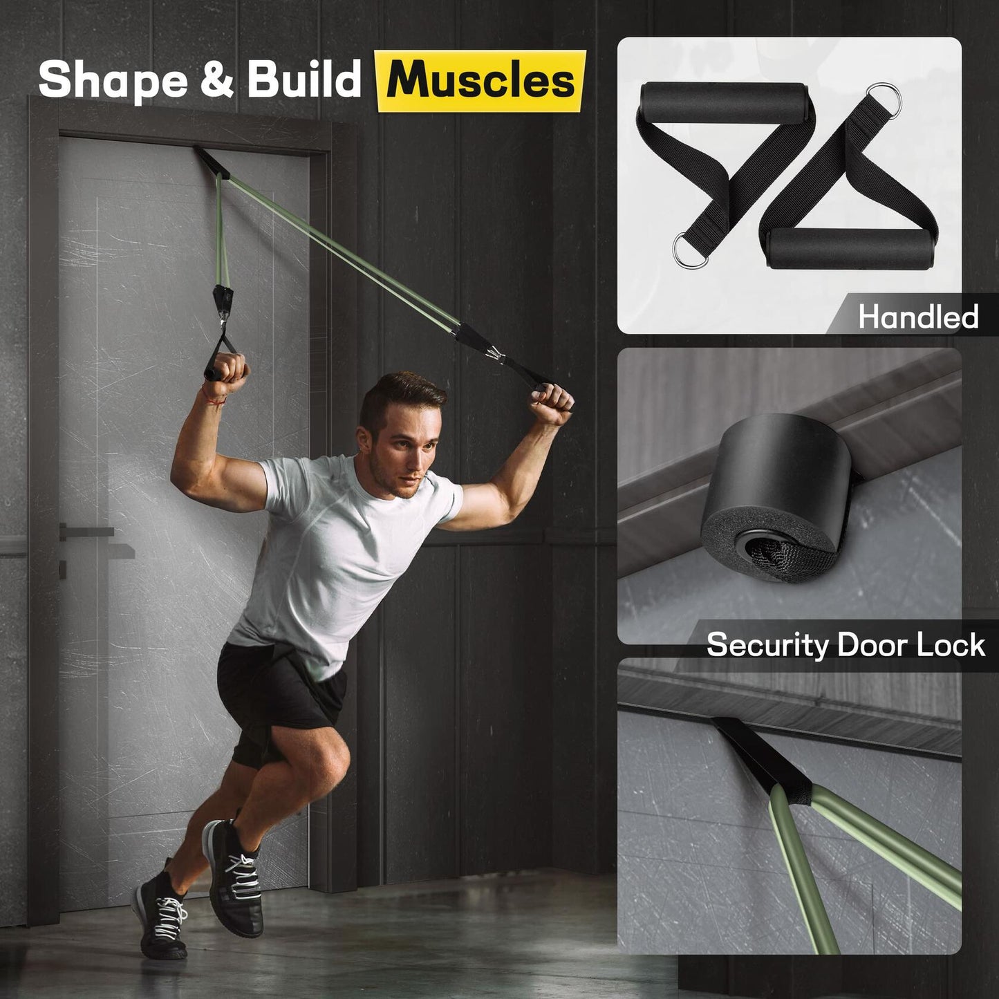 Resistance Bands Set with Door Anchor Handles Ankle Straps for Muscle Training