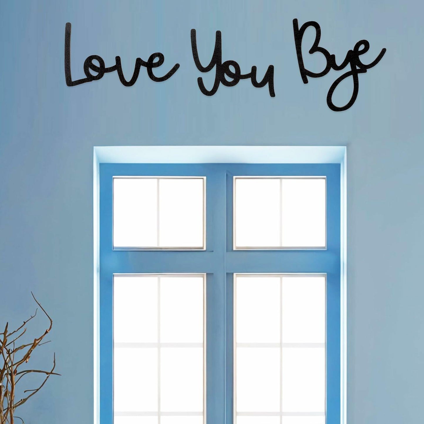 “Love You Bye” Wood Sign Wall Decor Rustic Farmhouse Entryway Plaque Black