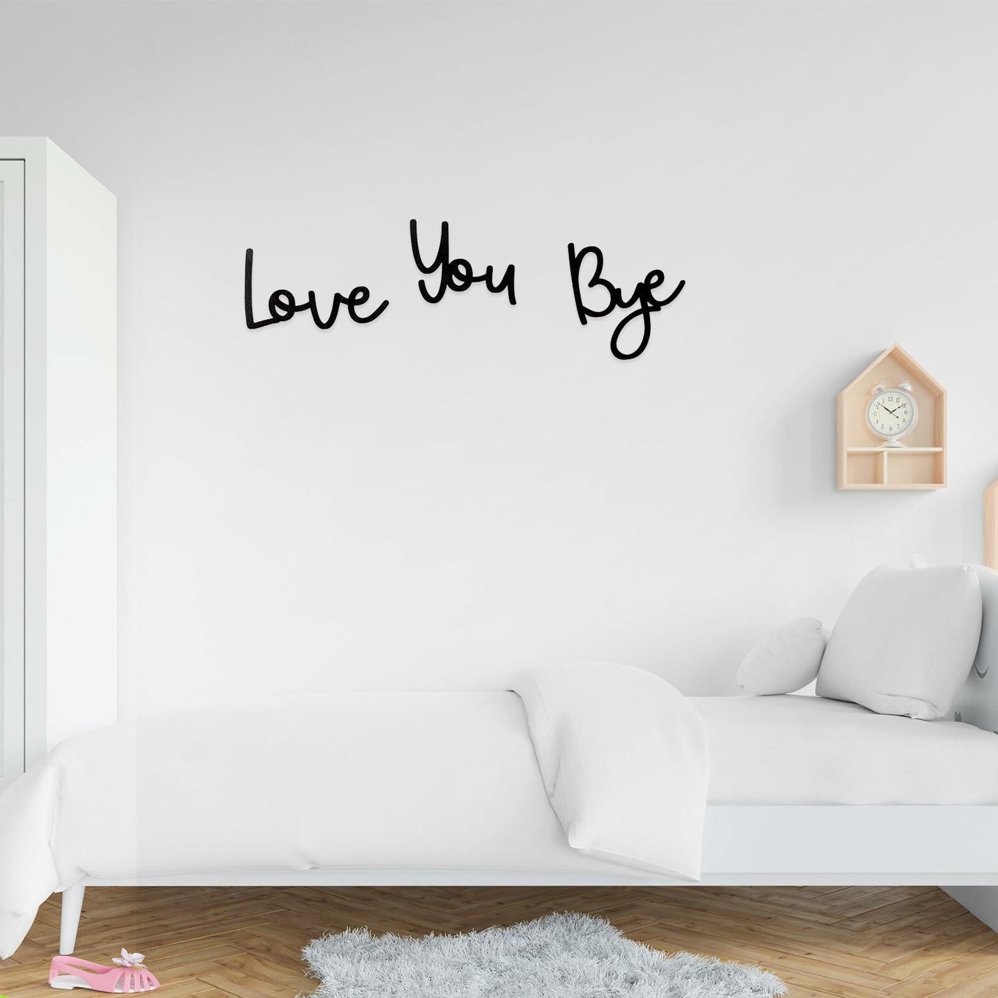 “Love You Bye” Wood Sign Wall Decor Rustic Farmhouse Entryway Plaque Black