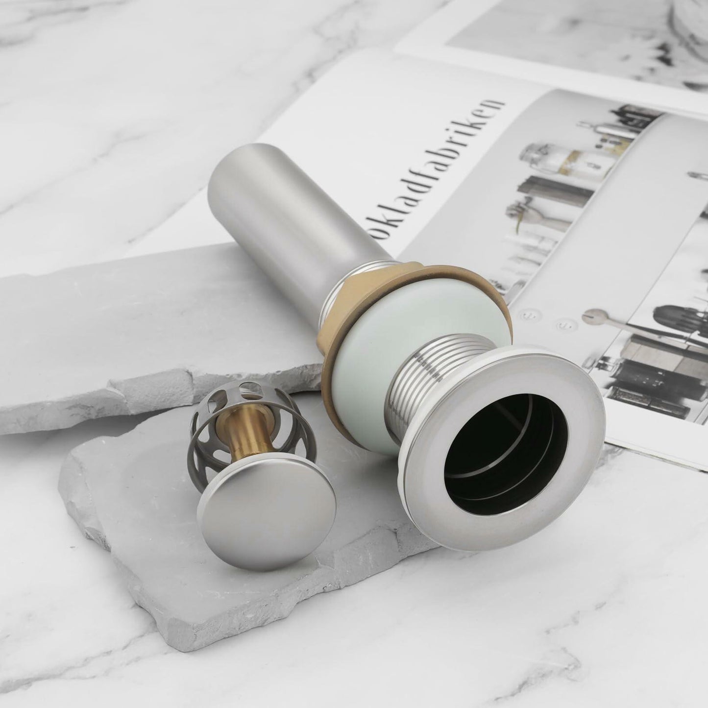 [Like New] SG Store Stainless Steel Sink Drain Plug 18x3cm for Non-Overflow Basin Kitchen