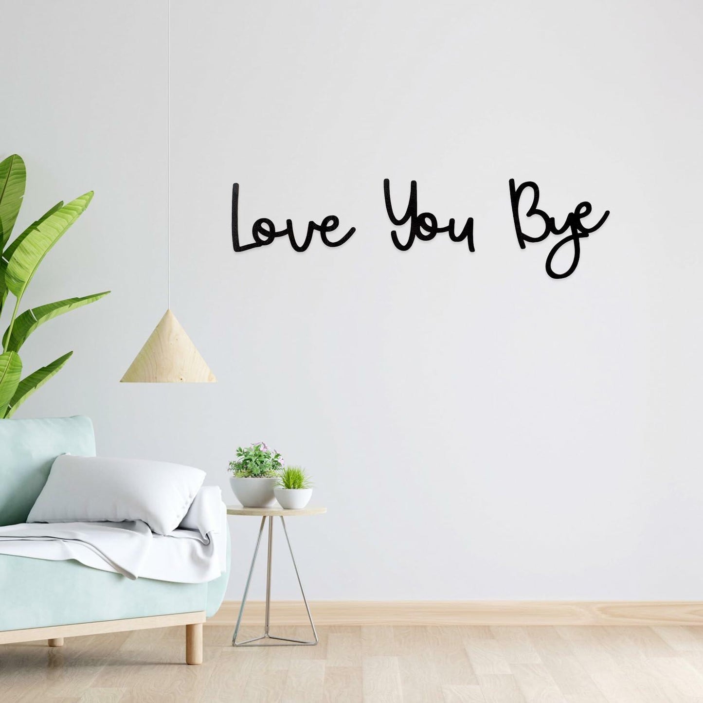 “Love You Bye” Wood Sign Wall Decor Rustic Farmhouse Entryway Plaque Black