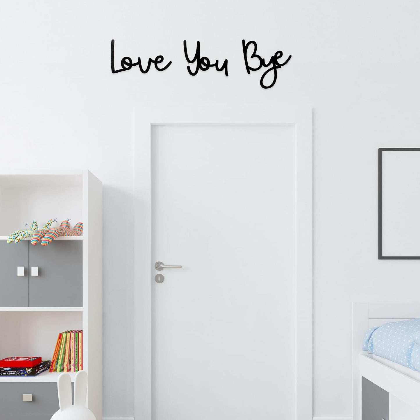 “Love You Bye” Wood Sign Wall Decor Rustic Farmhouse Entryway Plaque Black