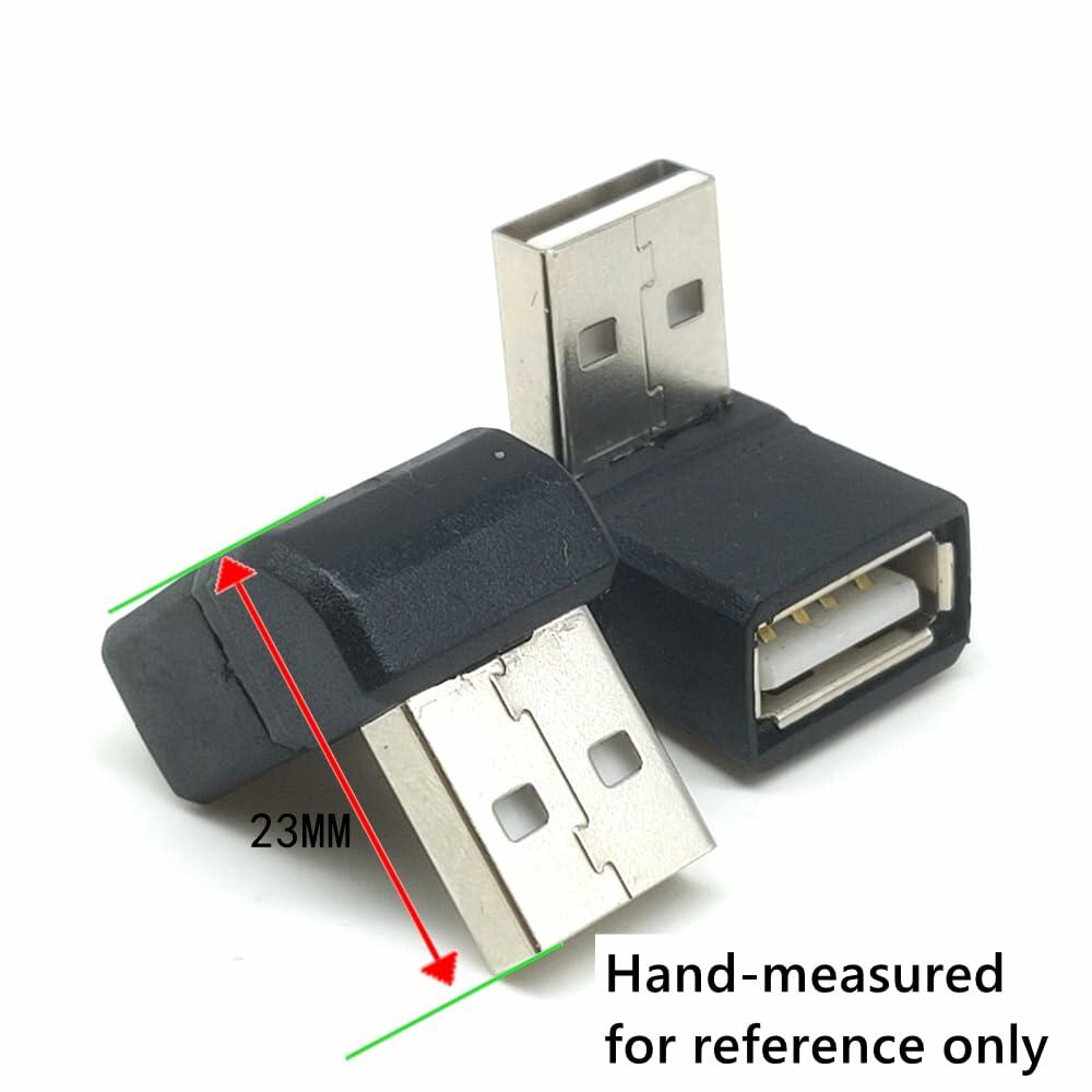 Generic USB 2.0 90 Degree Male to Female Adapter Connector 2 Pack Metallic