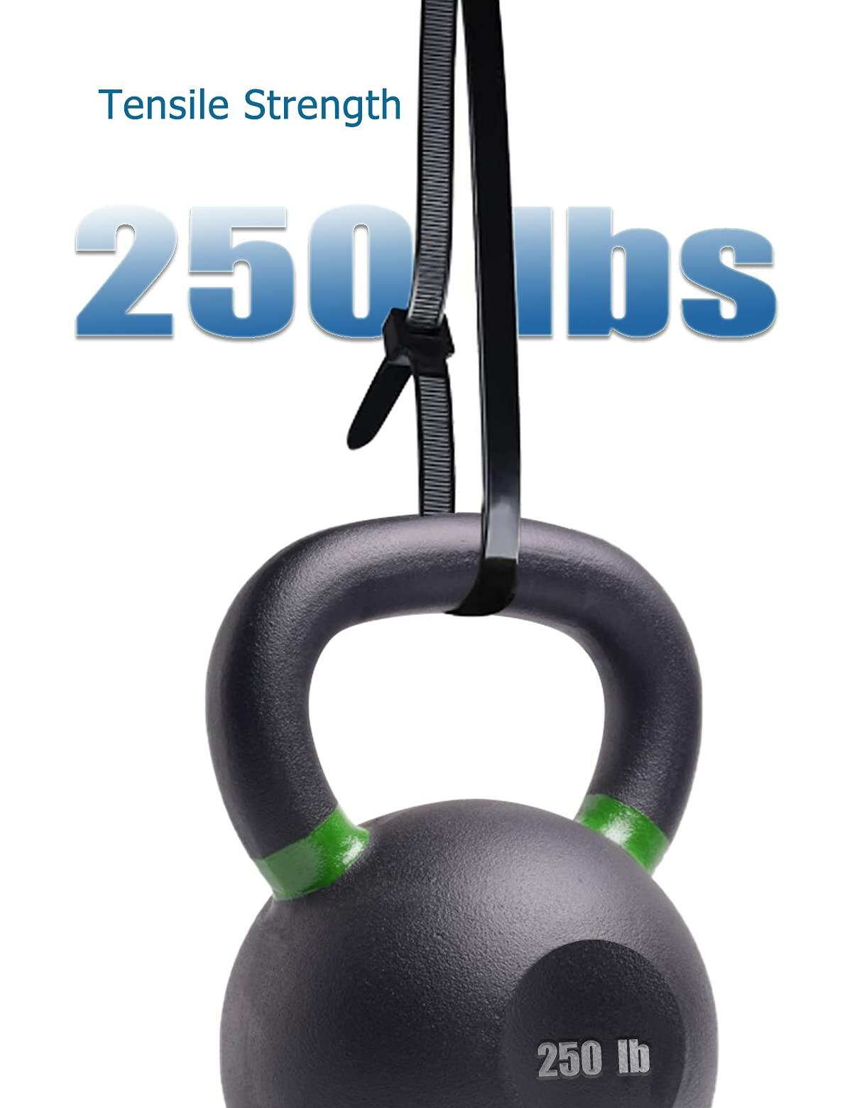 LOMAZH Cable Zip Ties 50pcs 12.2in Black Nylon 250lbs Tensile Strength