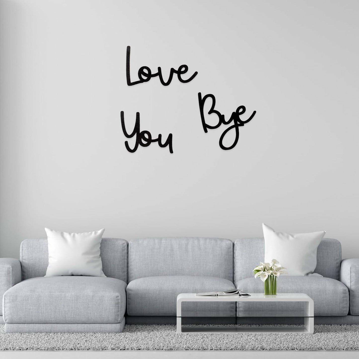 “Love You Bye” Wood Sign Wall Decor Rustic Farmhouse Entryway Plaque Black