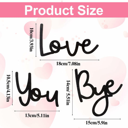 “Love You Bye” Wood Sign Wall Decor Rustic Farmhouse Entryway Plaque Black