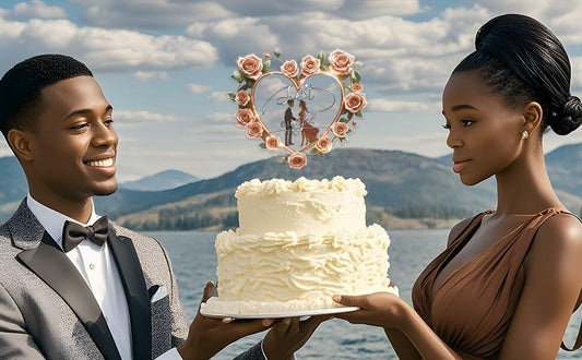 Fuovt Engagement Cake Topper Just Engaged Red Pink Acrylic 6x3 Inch 1 Pc