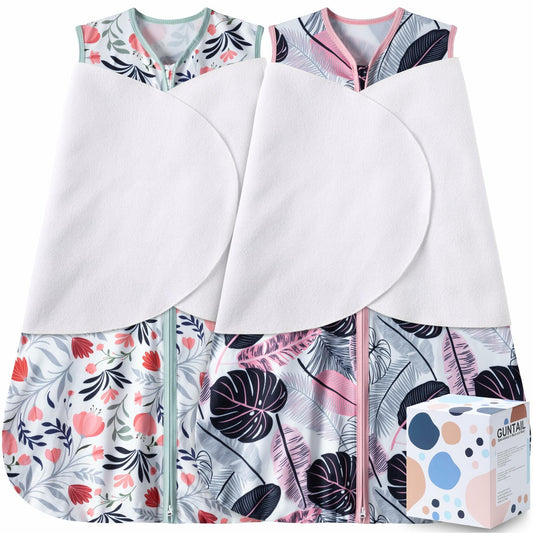 GUNTAIL Baby Sleep Sack Swaddle 3Way Adjustable Rayon Cotton Banana&Flower 6-12M