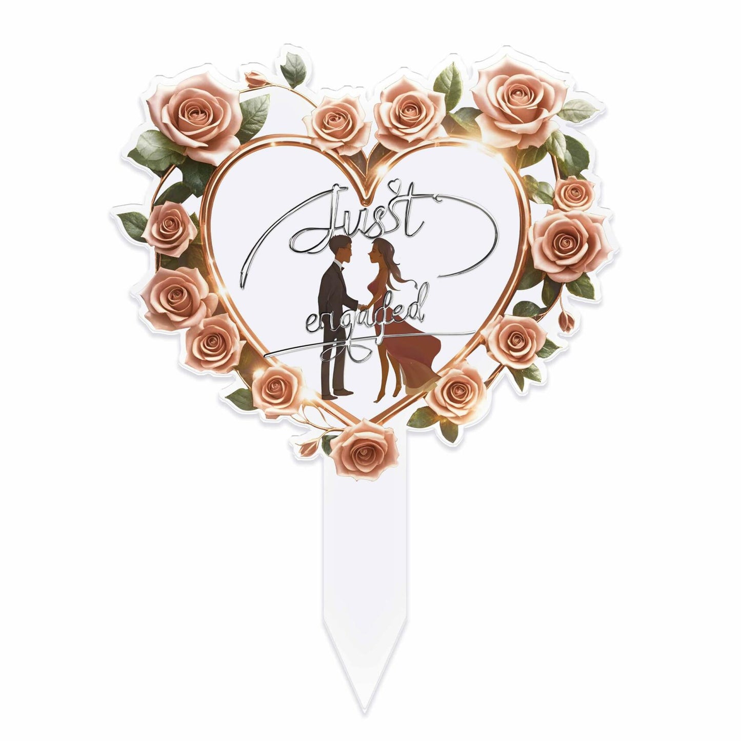 Fuovt Engagement Cake Topper Just Engaged Red Pink Acrylic 6x3 Inch 1 Pc