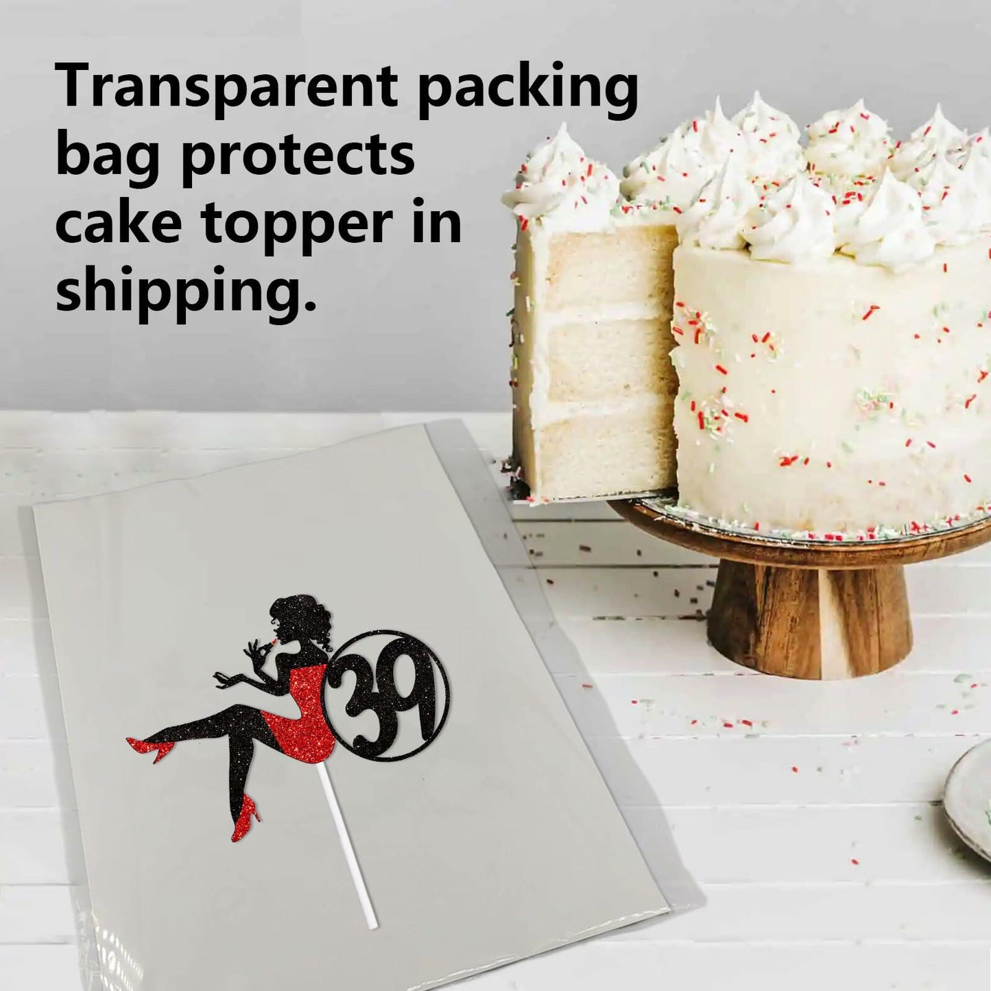 HEYUWING Red Glitter Lipstick 39 Girl Cake Topper Picks Paper Decor