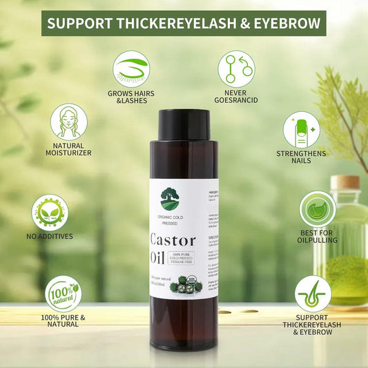 Fuuerds Organic Castor Oil Cold Pressed Unrefined Hair Skin Lashes 8.8oz