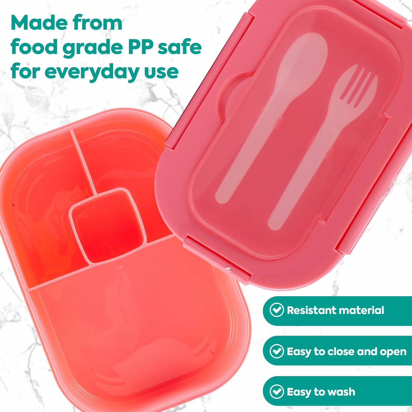 Generic DifaBella Kids Lunch Box Bento 4 Compartments BPA-Free Pink 1300ml