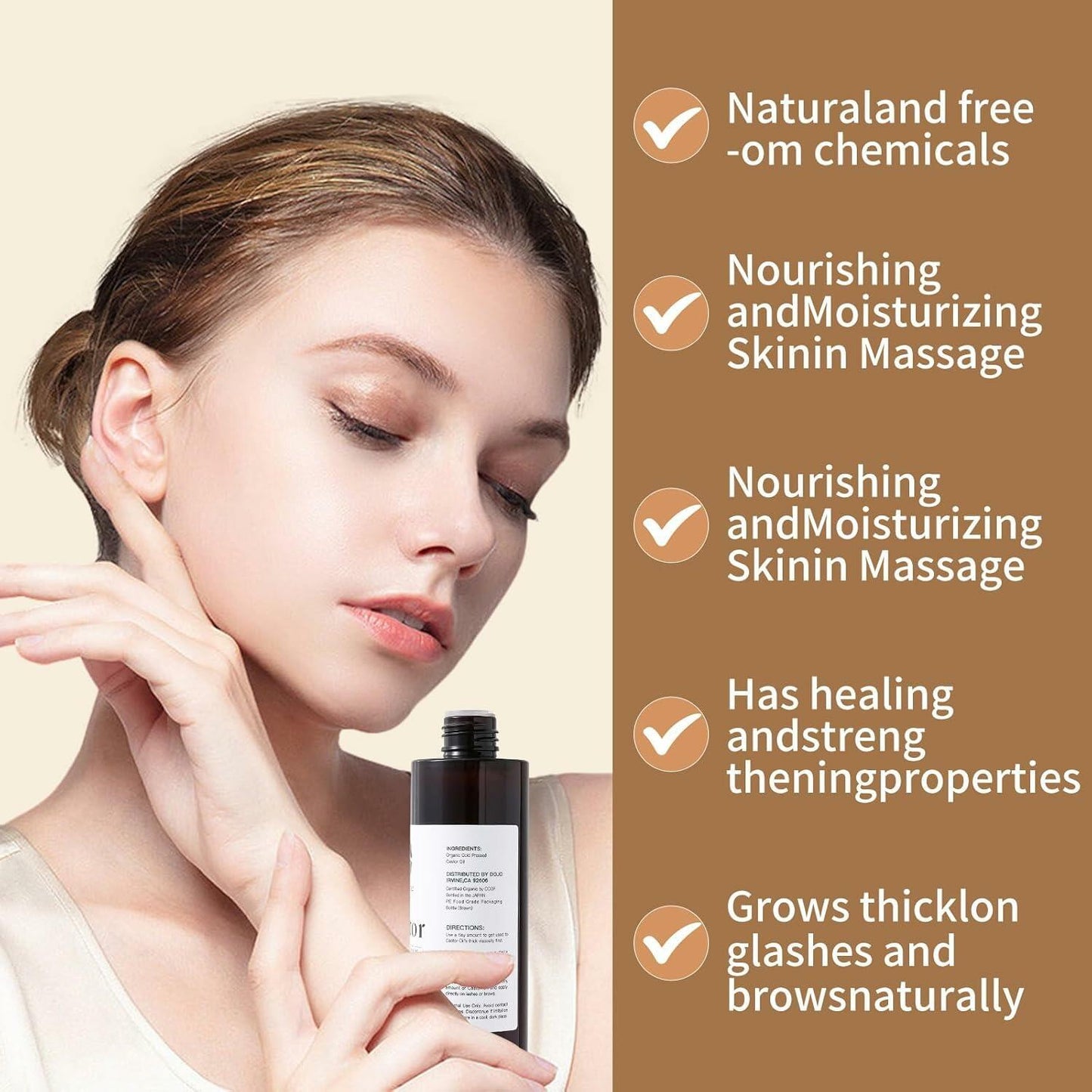 Fuuerds Organic Castor Oil Cold Pressed Unrefined Hair Skin Lashes 8.8oz