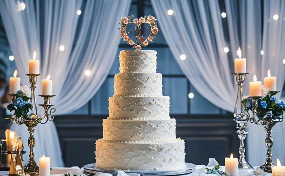 Fuovt Engagement Cake Topper Just Engaged Red Pink Acrylic 6x3 Inch 1 Pc