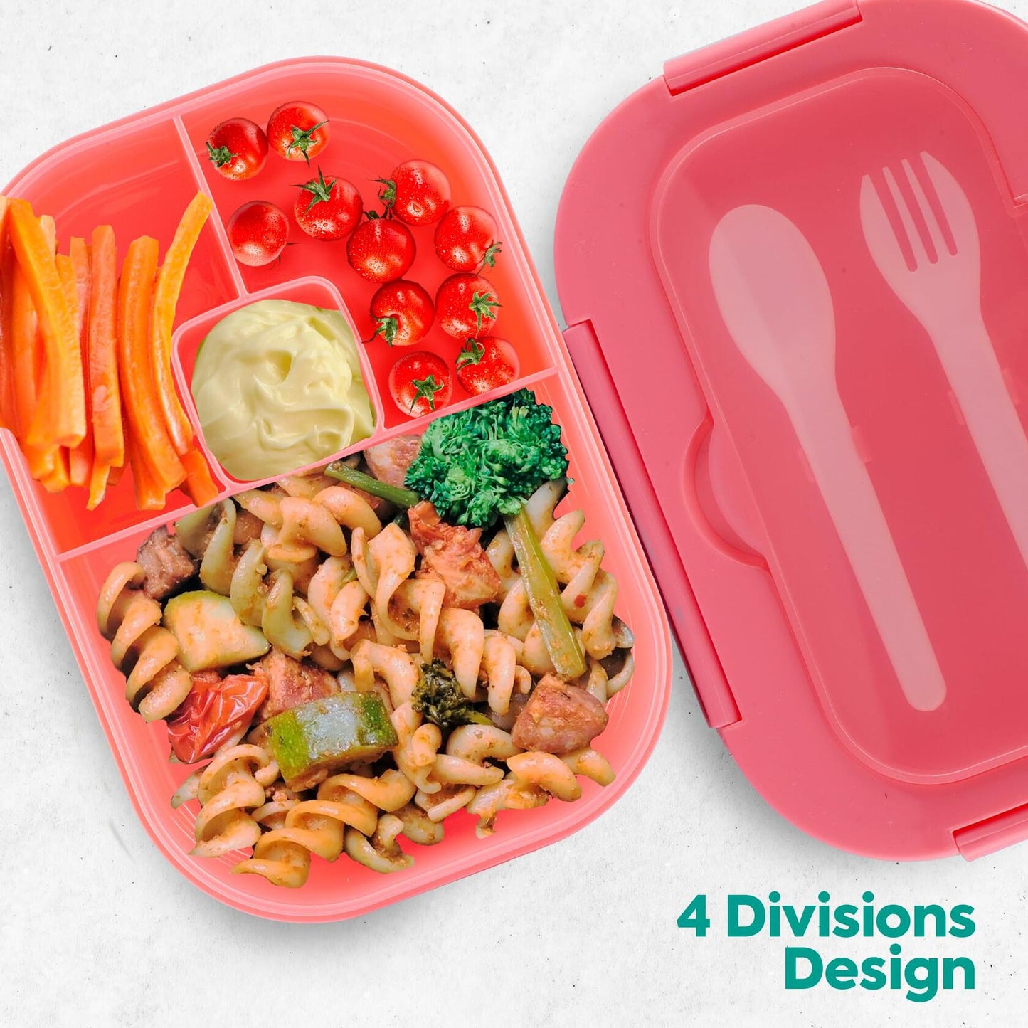 Generic DifaBella Kids Lunch Box Bento 4 Compartments BPA-Free Pink 1300ml