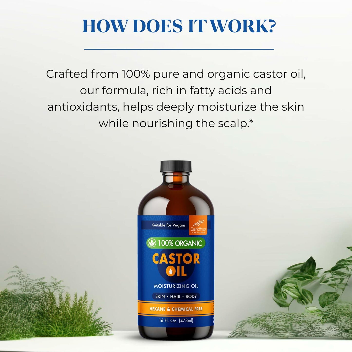 Sandhu's Organic Castor Oil 16oz Pure Unrefined Hexane-Free Natural