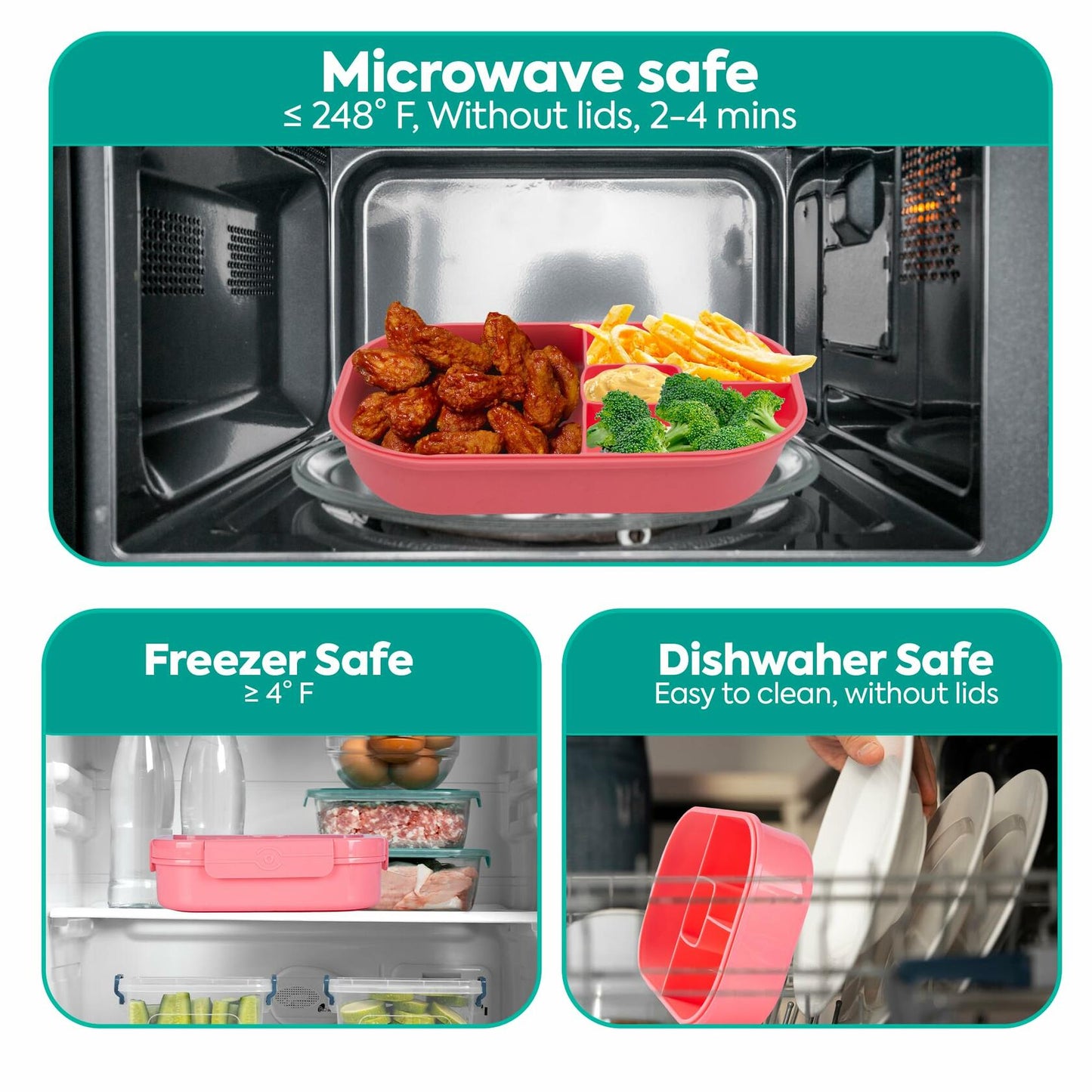 Generic DifaBella Kids Lunch Box Bento 4 Compartments BPA-Free Pink 1300ml