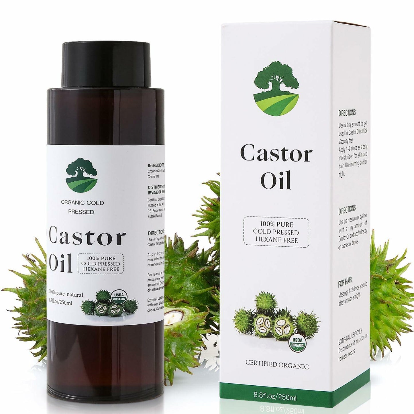 Fuuerds Organic Castor Oil Cold Pressed Unrefined Hair Skin Lashes 8.8oz