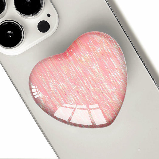 Luhoit Expanding Heart Shape Glass Phone Grip Stand Pink LSF5C