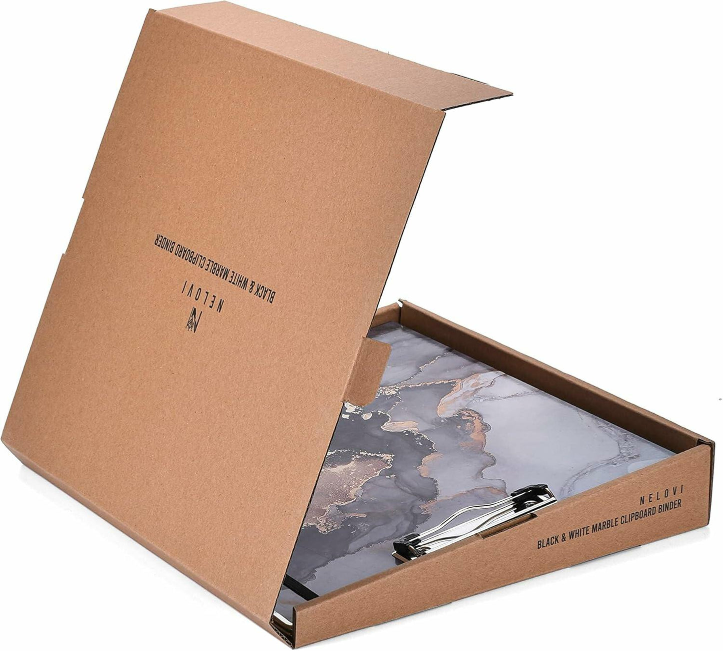 NELOVI 3 Ring Binder Letter Size 1" Black Marble Clipboard with 5-Tab Dividers