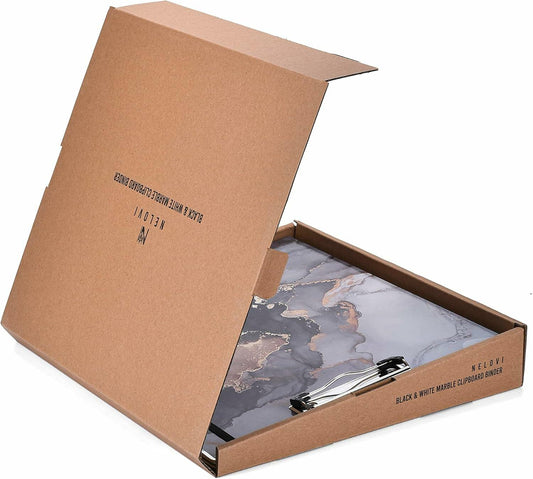 NELOVI 3 Ring Binder Letter Size 1" Black Marble Clipboard with 5-Tab Dividers