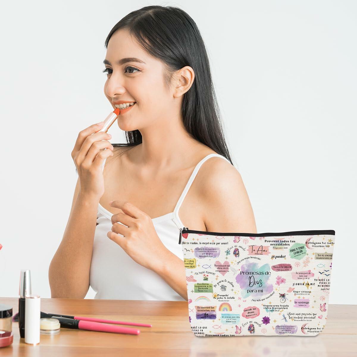 CVYW Christian Makeup Bag Bible Verse Promesas de Dios Para Mi 9.8x7.9x1.8