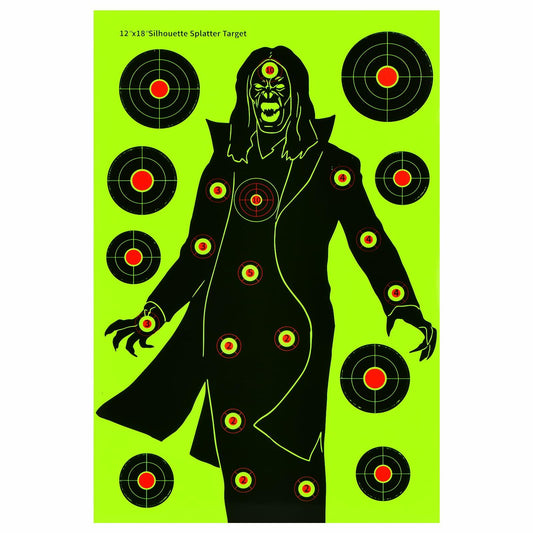 WEIMIKE Shooting Targets 12x18in Splatter Silhouette Paper Black Yellow Red
