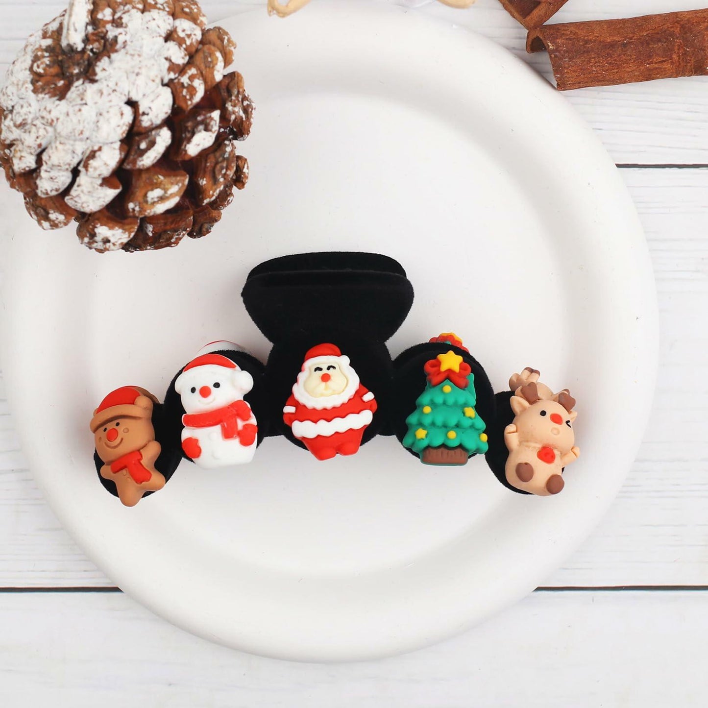 XEININVU Christmas Hair Claw Clip Velvet Large Santa Gingerbread 1Pc