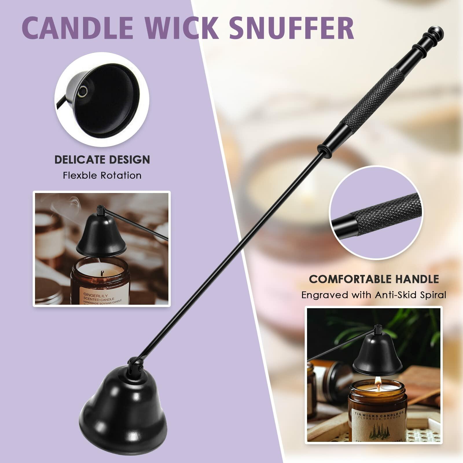 HEYLOURB 6 in 1 Candle Accessory Set Stainless Steel Wick Trimmer Lighter Black