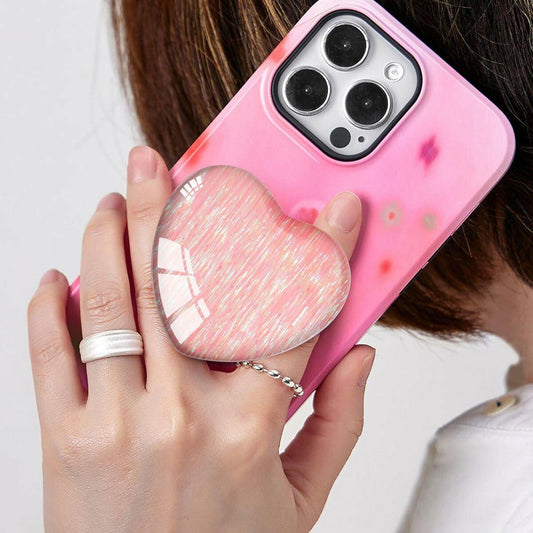 Luhoit Expanding Heart Shape Glass Phone Grip Stand Pink LSF5C