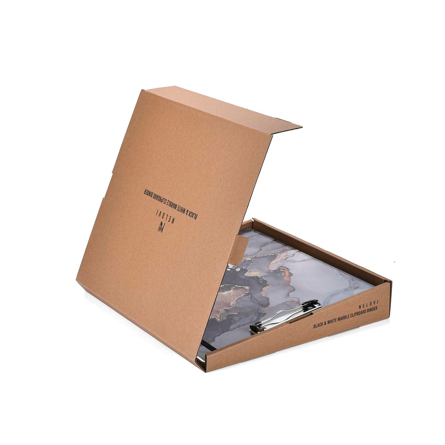 NELOVI 3 Ring Binder Letter Size 1" Black Marble Clipboard with 5-Tab Dividers