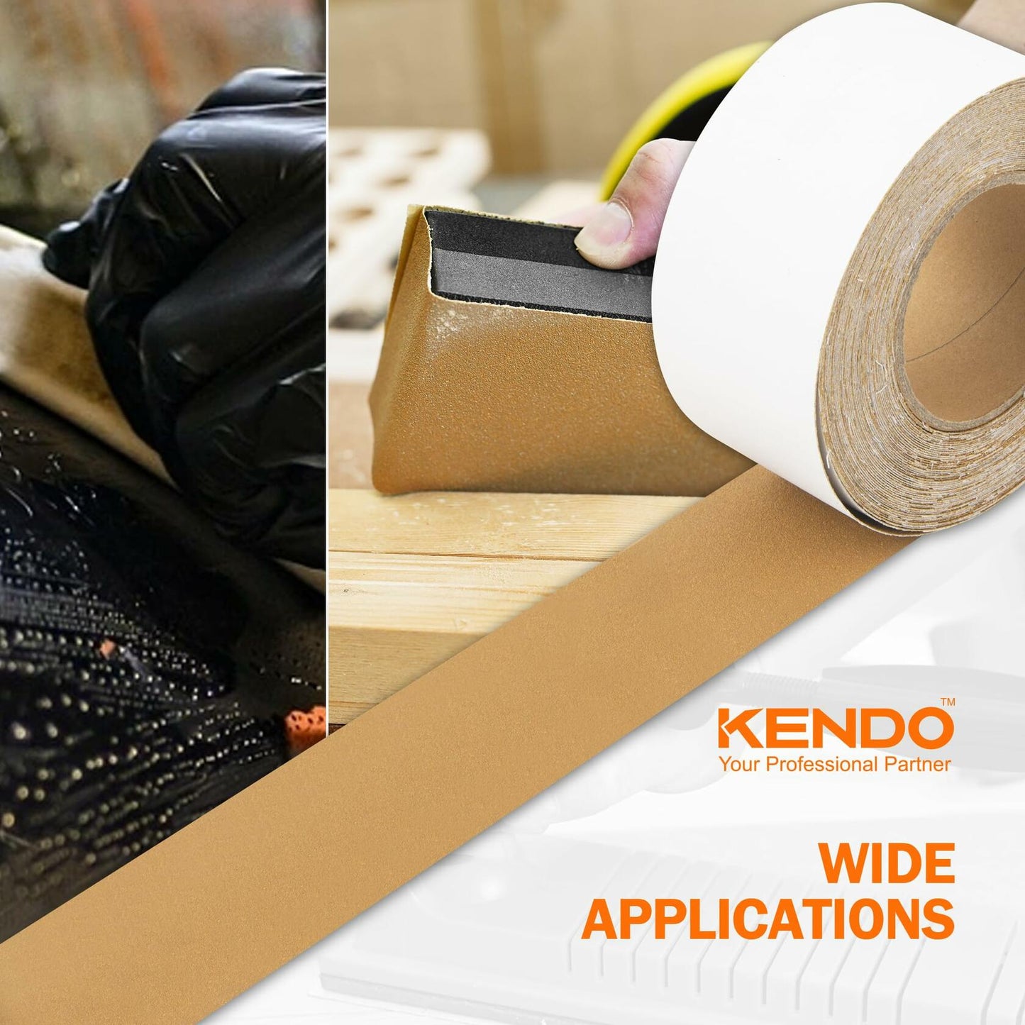 Kendo 80 Grit Longboard Sandpaper 2-3/4" Wide Gold Zirconia Alumina 20 Yard
