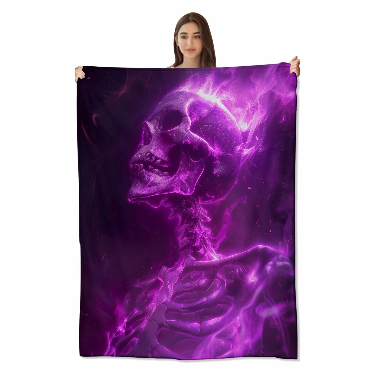 amepay Purple Skull Plush Flannel Throw Blanket 60x50 Inch