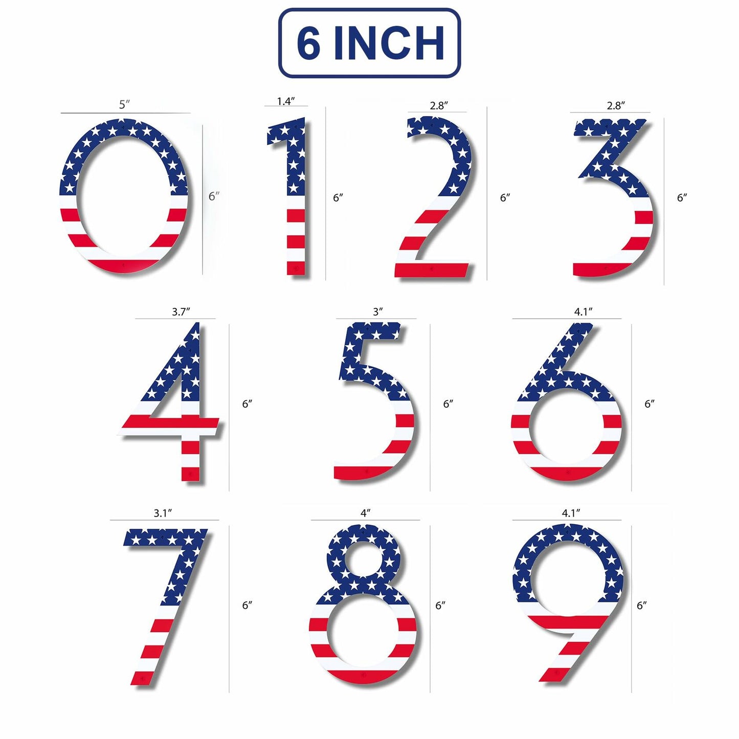 Metal House Number 8 with American Flag 6 Inch Rust-Proof Durable