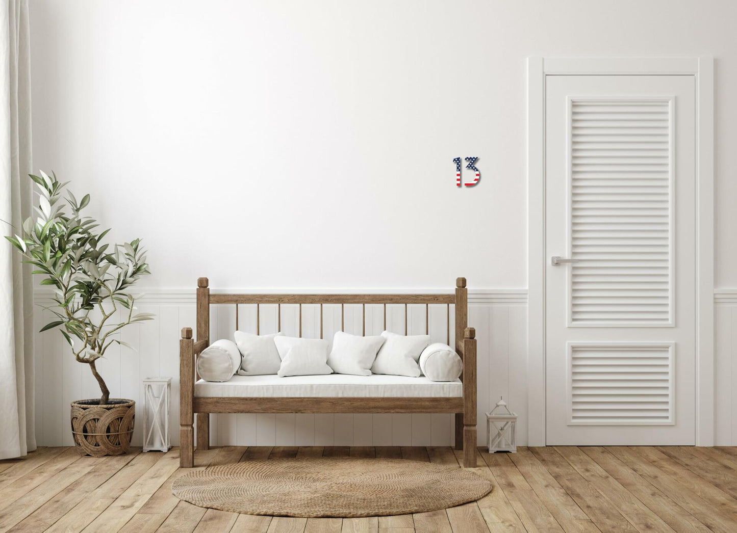 Metal House Number 8 with American Flag 6 Inch Rust-Proof Durable