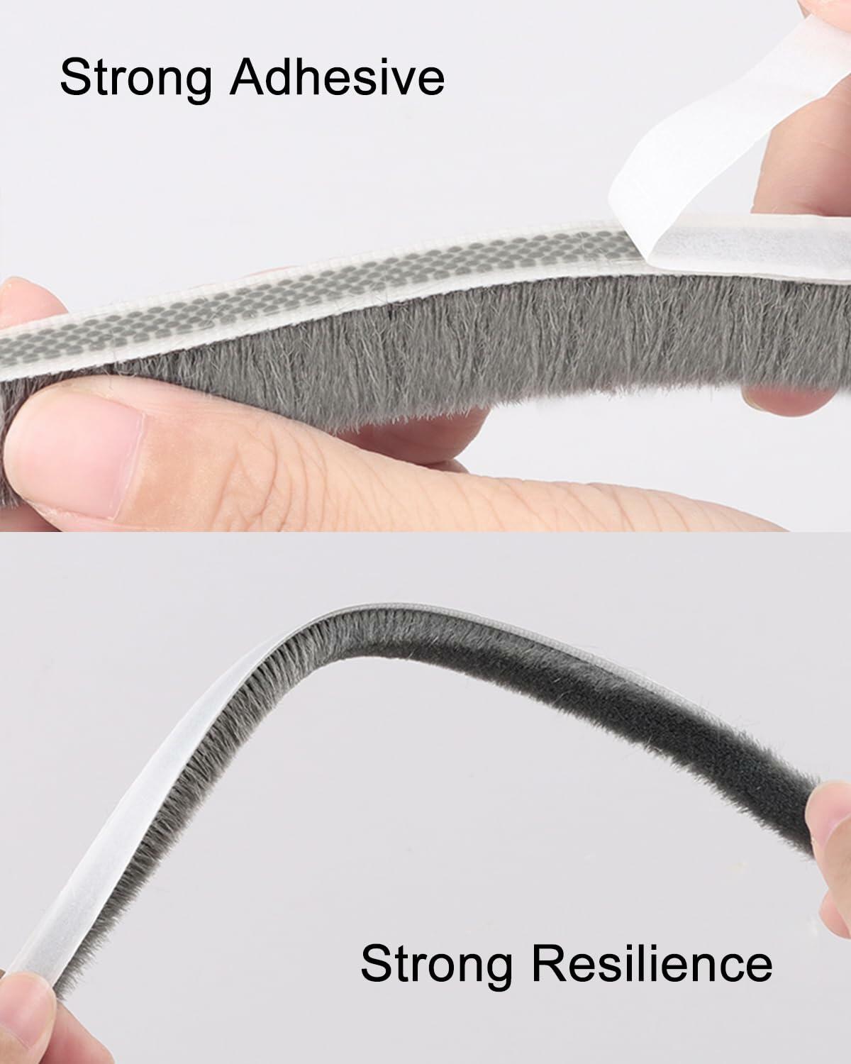 Noabaco 33 Ft Brush Weather Stripping Door Window Seal Strip Grey 11/32x9/16