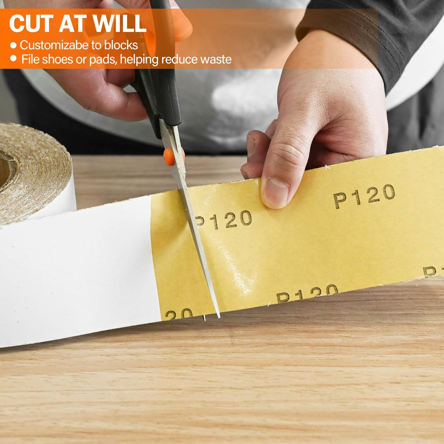 Kendo 80 Grit Longboard Sandpaper 2-3/4" Wide Gold Zirconia Alumina 20 Yard