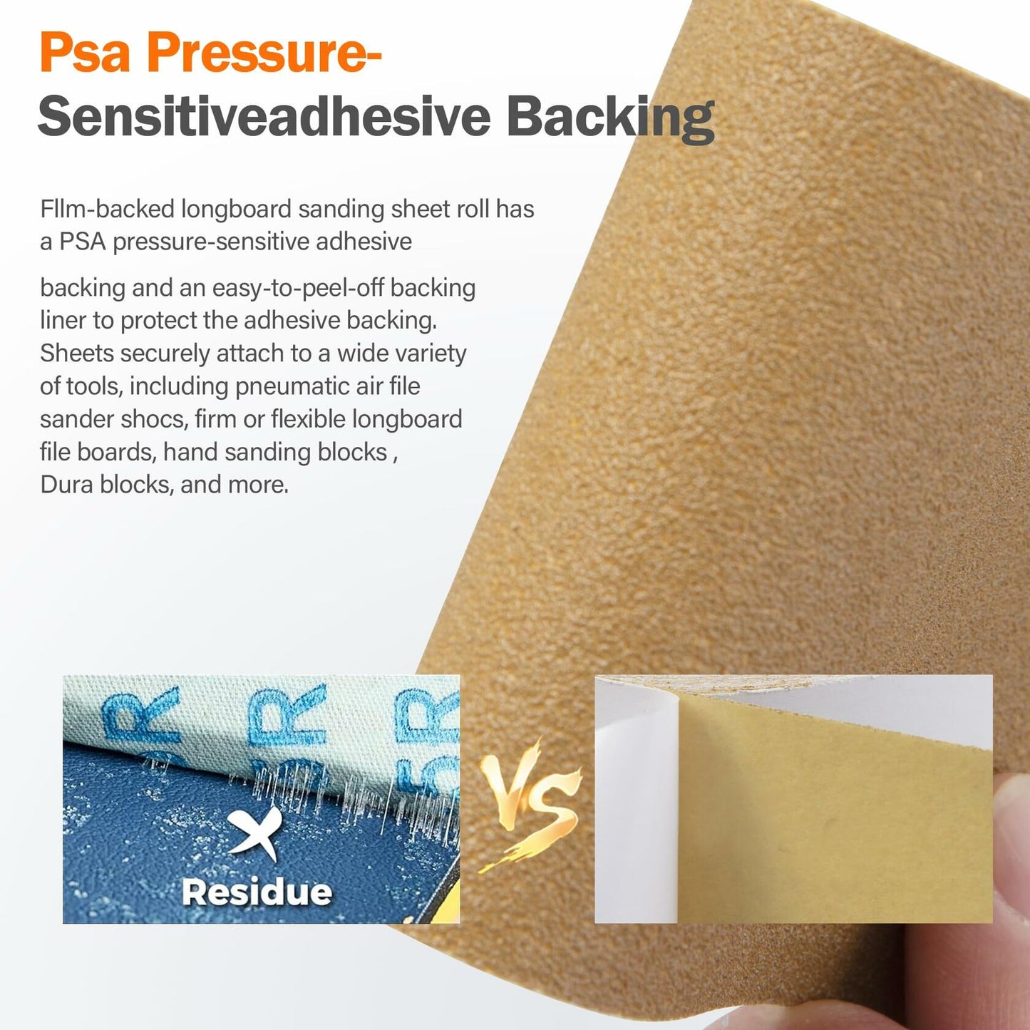 Kendo 80 Grit Longboard Sandpaper 2-3/4" Wide Gold Zirconia Alumina 20 Yard