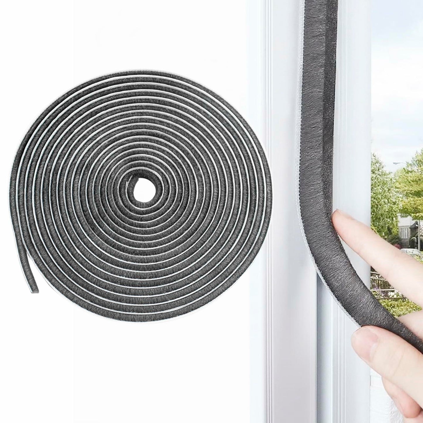 Noabaco 33 Ft Brush Weather Stripping Door Window Seal Strip Grey 11/32x9/16