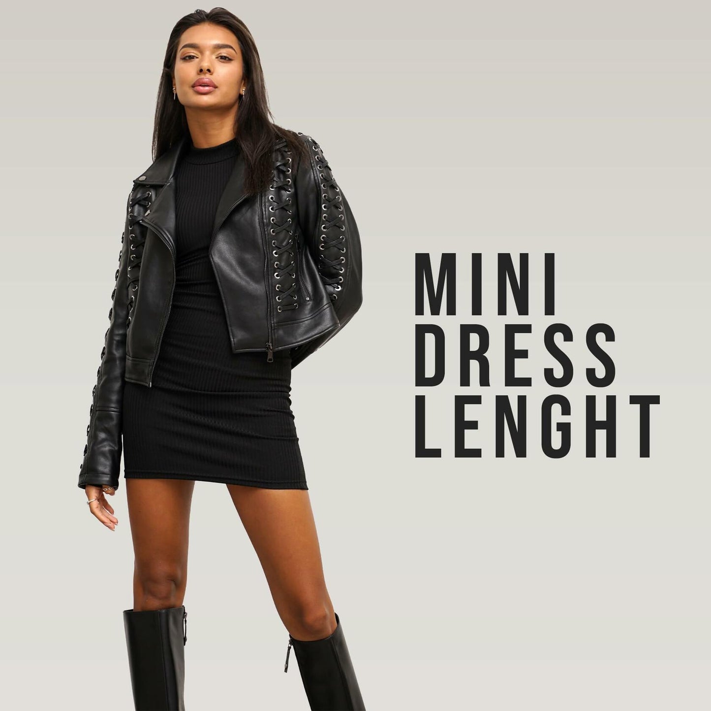 KROSHKA Women's Black Ribbed Bodycon Long Sleeve Mini Dress Size S