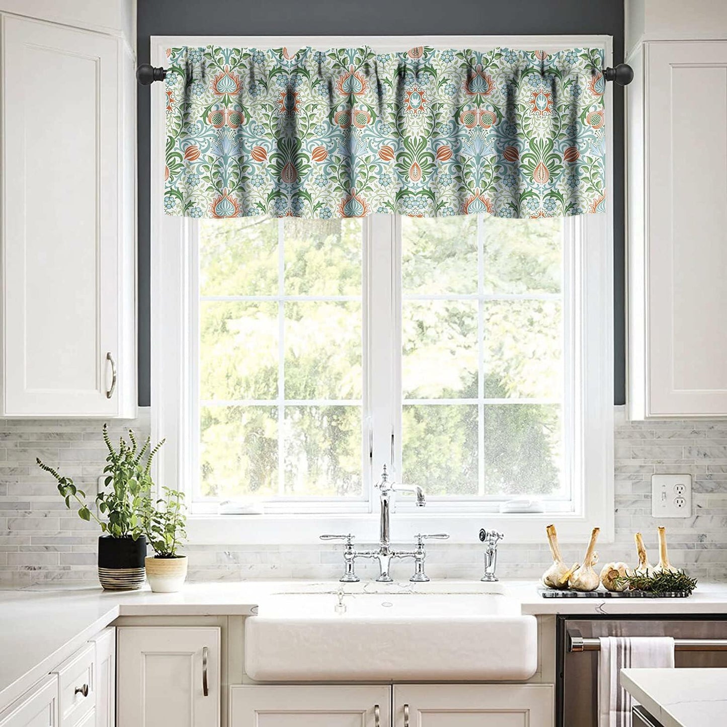 Focusbrite William Morris Floral Insulated Curtain Valance 54x18in 1 Panel