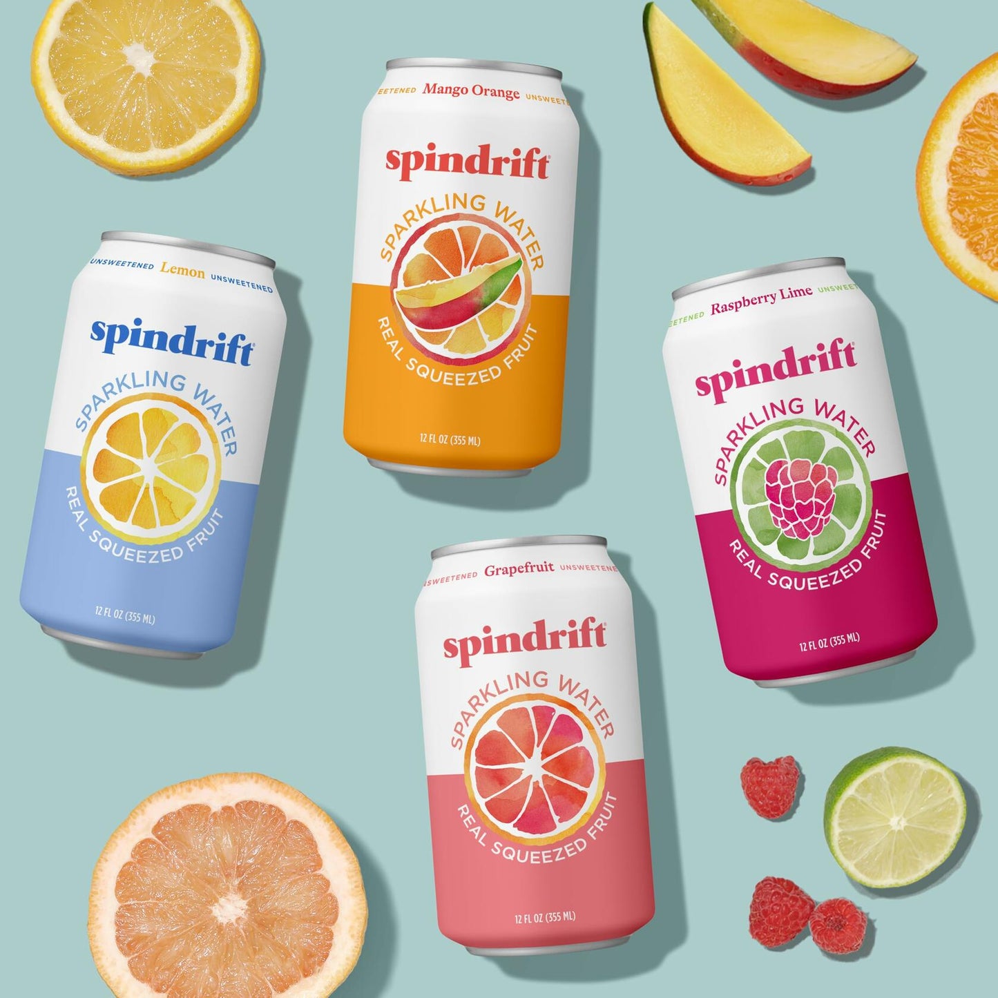 Spindrift Sparkling Water Variety Pack 4 Flavors Real Fruit 12oz 20 Cans