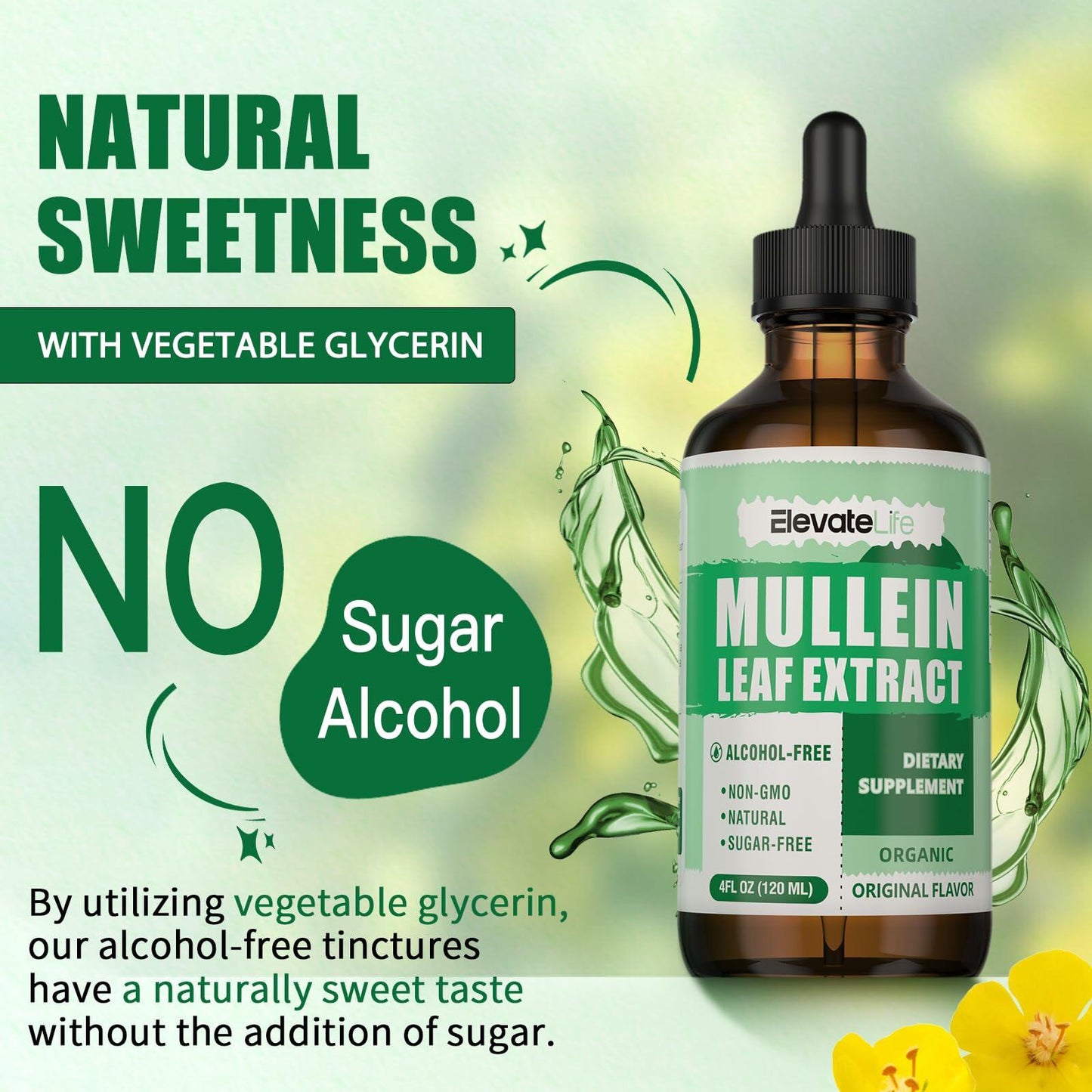 BestBy03/26 ElevateLife Mullein Drops Lung Cleanse Vegan Liquid Tincture 4oz