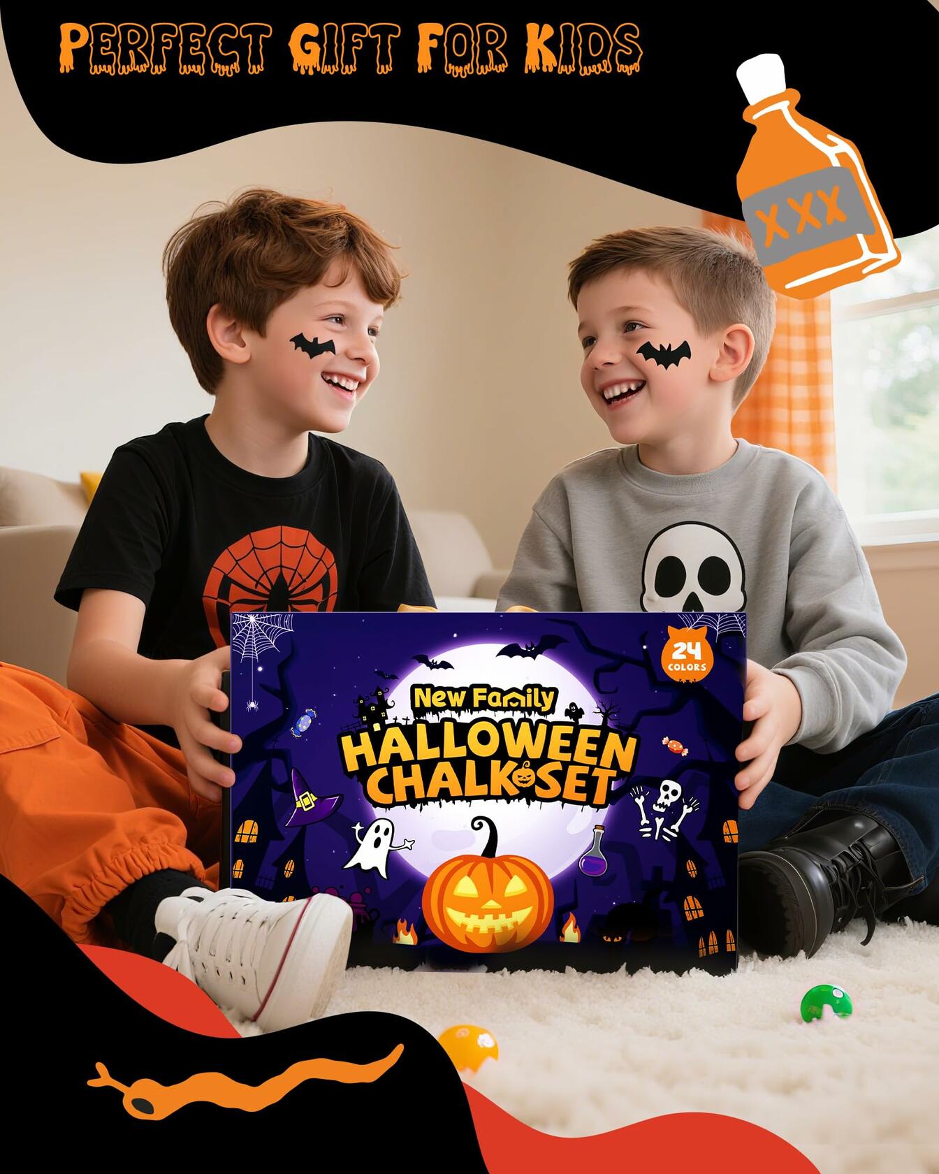 NewFamily Fantasy Colors Dustless Chalk Set 24 Colors Non-Toxic Washable