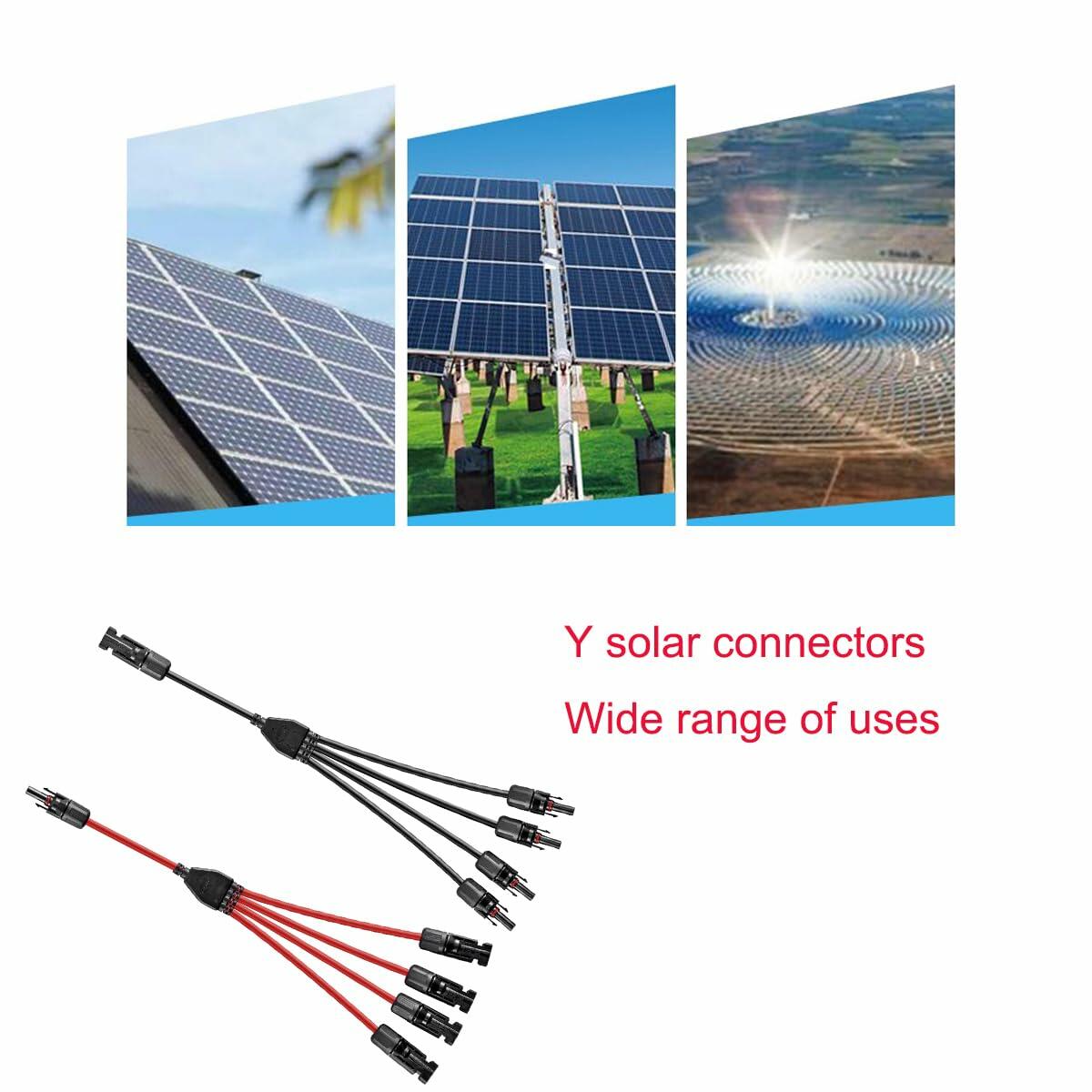 Daohaodeli Solar Connectors 30A 12AWG 1-to-4 Y Branch Adapter Cable Pair