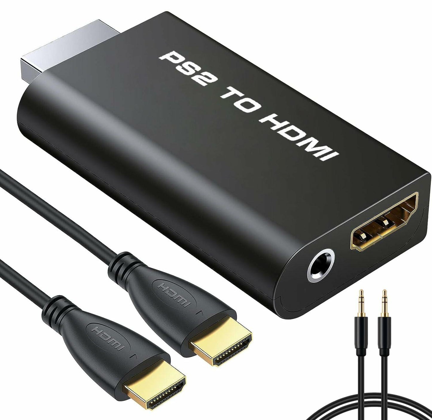sartyee PS2 to HDMI Adapter Converter with 3.5mm Audio Cable Black