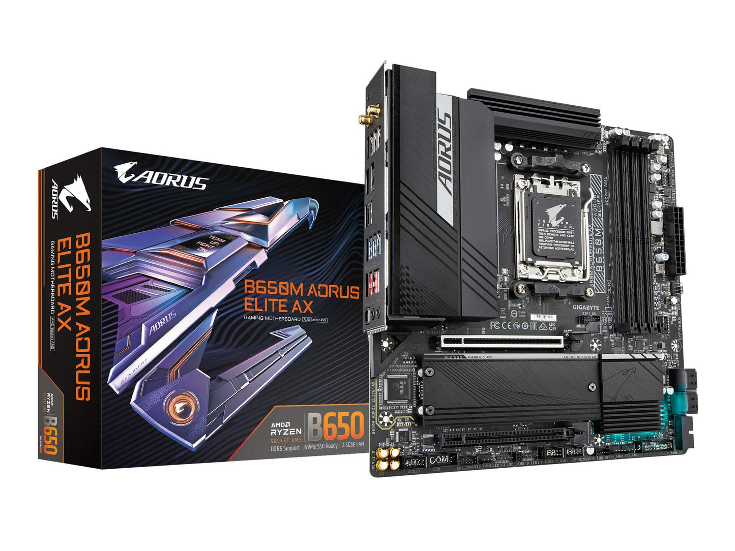 GIGABYTE B650M AORUS Elite AX AMD B650 Micro-ATX DDR5 PCIe 5.0 USB 3.2