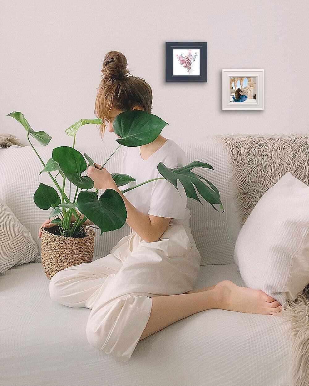 ZingVic 2Pcs 4x4 Wood Picture Frames Black Small Square Wall & Tabletop