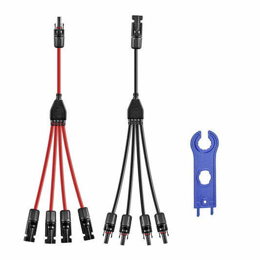 Daohaodeli Solar Connectors 30A 12AWG 1-to-4 Y Branch Adapter Cable Pair